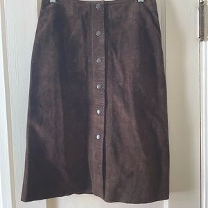 Banana Republic brown 100% leather pencil button down skirt.